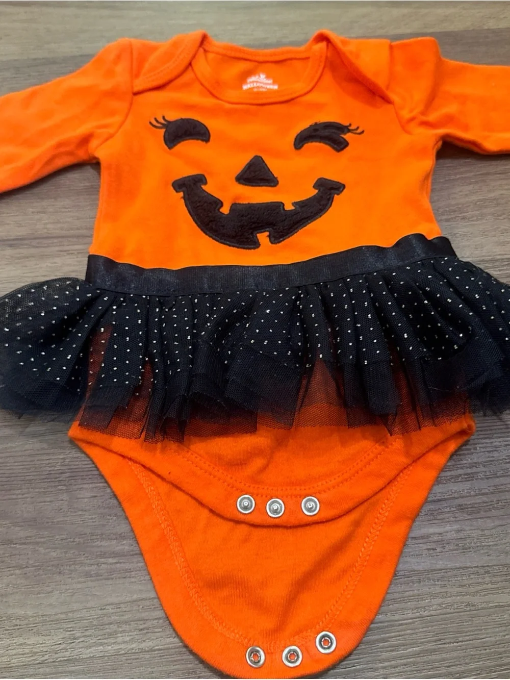 Way To Celebrate Halloween Pumpkin Long Sleeve Bodysuit with Skirt 0-3 Months